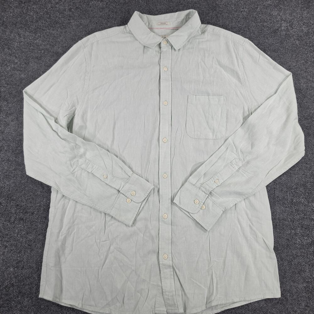 Hawker Rye Mens Shirt Size L Sage Green Linen Blend Long Sleeve Regular Fit